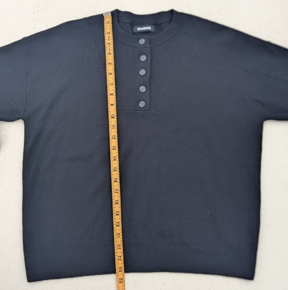 NAADAM | Black Cotton Cashmere S.cafe Henley Knit Sweater Long Sleeve Small - Picture 4 of 10